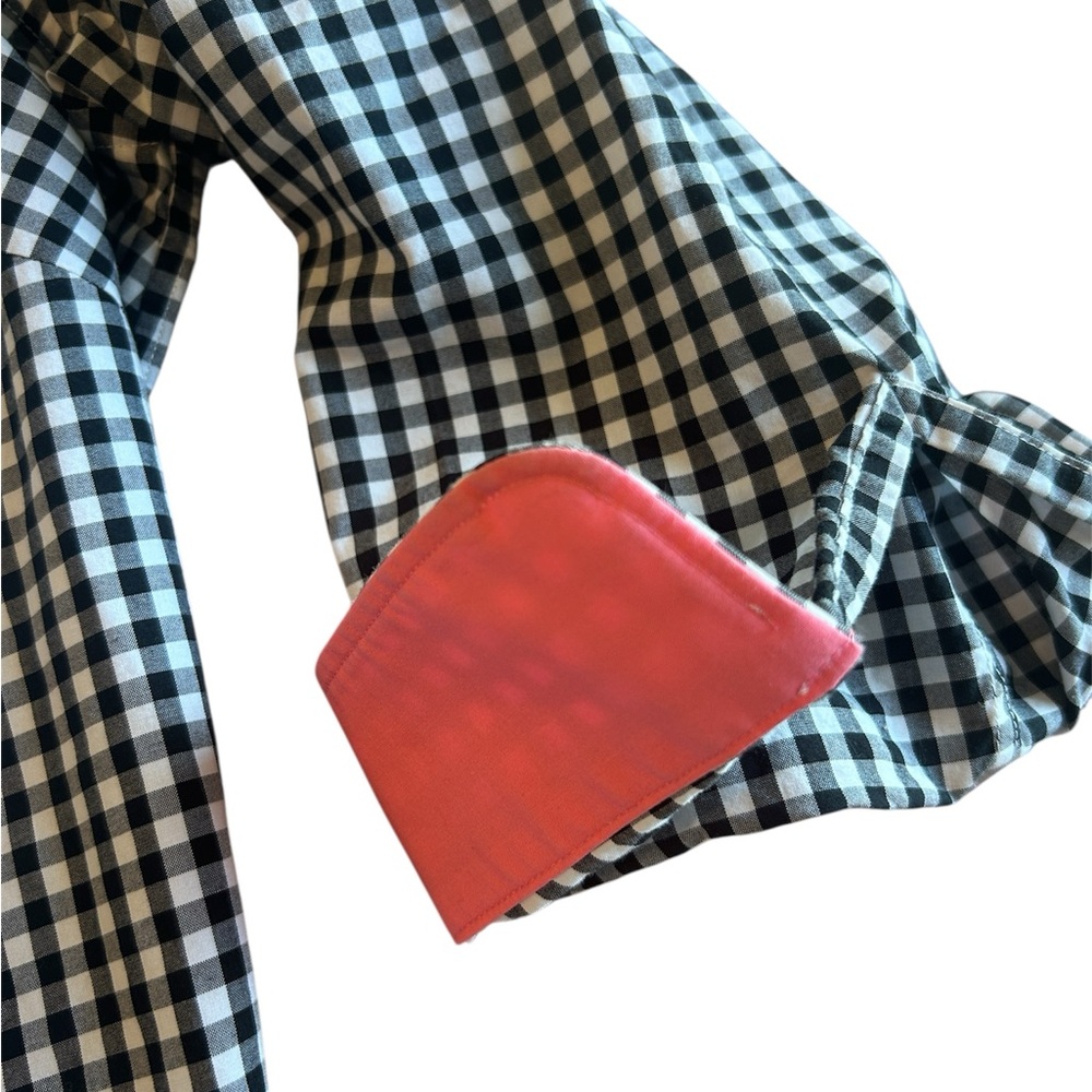 Lauren Ralph Lauren black and white checkered button-up shirt with pink - Picture 3 of 5